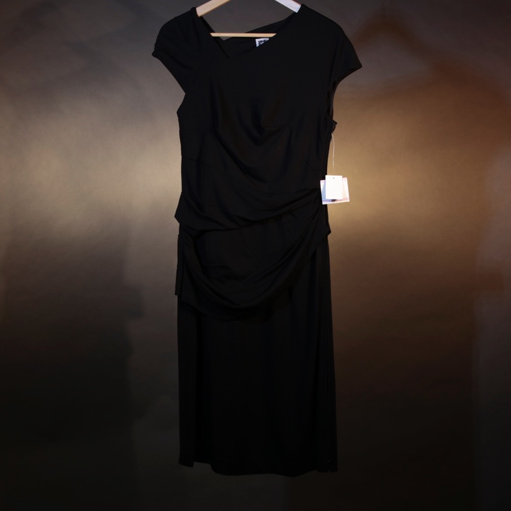 Anne Klein Asymmetrical Neckline Side Drape Dress - Picture 3 of 7